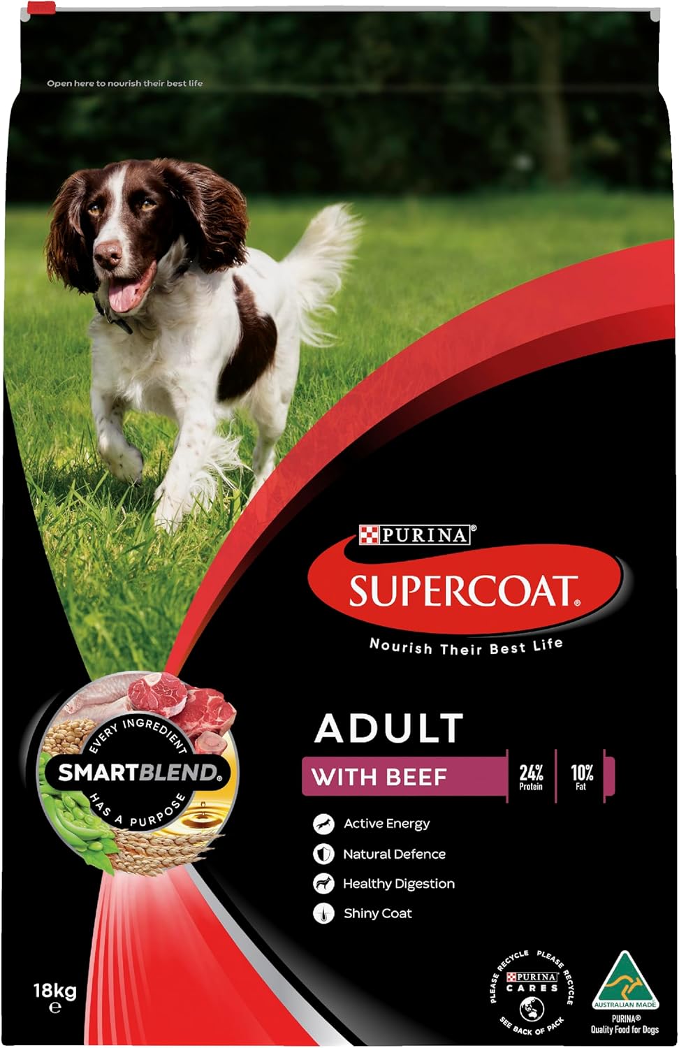 Purina Supercoat Adult Beef Dry Dog Food 18 Kg