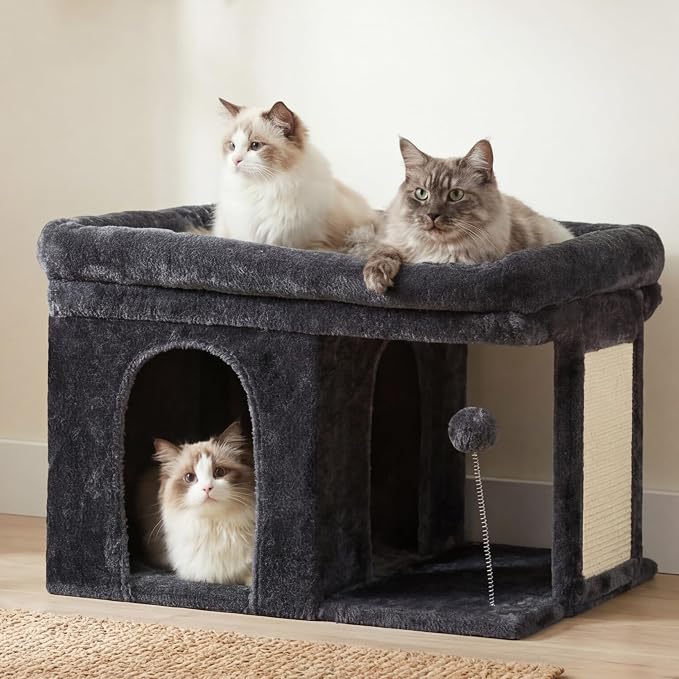 Heybly Cat Tree, 14 inch Cat Tower with Large Perch Bed and Cat Condo for Indoor Cats
