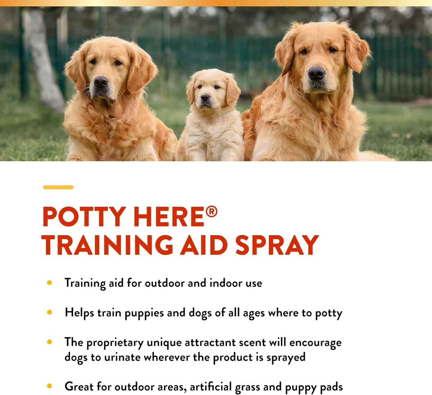 NaturVet POTTY HERE Training Aid Dogs Puppies Outdoor/Indoor Spray - 8oz.