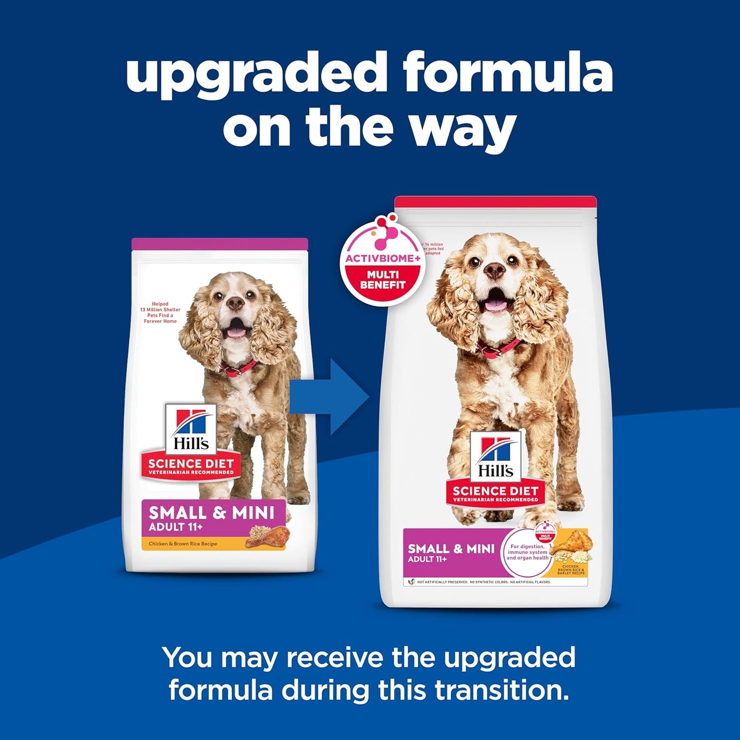 Hill's Science Diet Senior Adult 11+ Small Paws, Chicken Meal, Barley and Brown Rice Recipe, Dry Dog Food for Older Small And Toy Breed Dogs, 2.04kg Bag