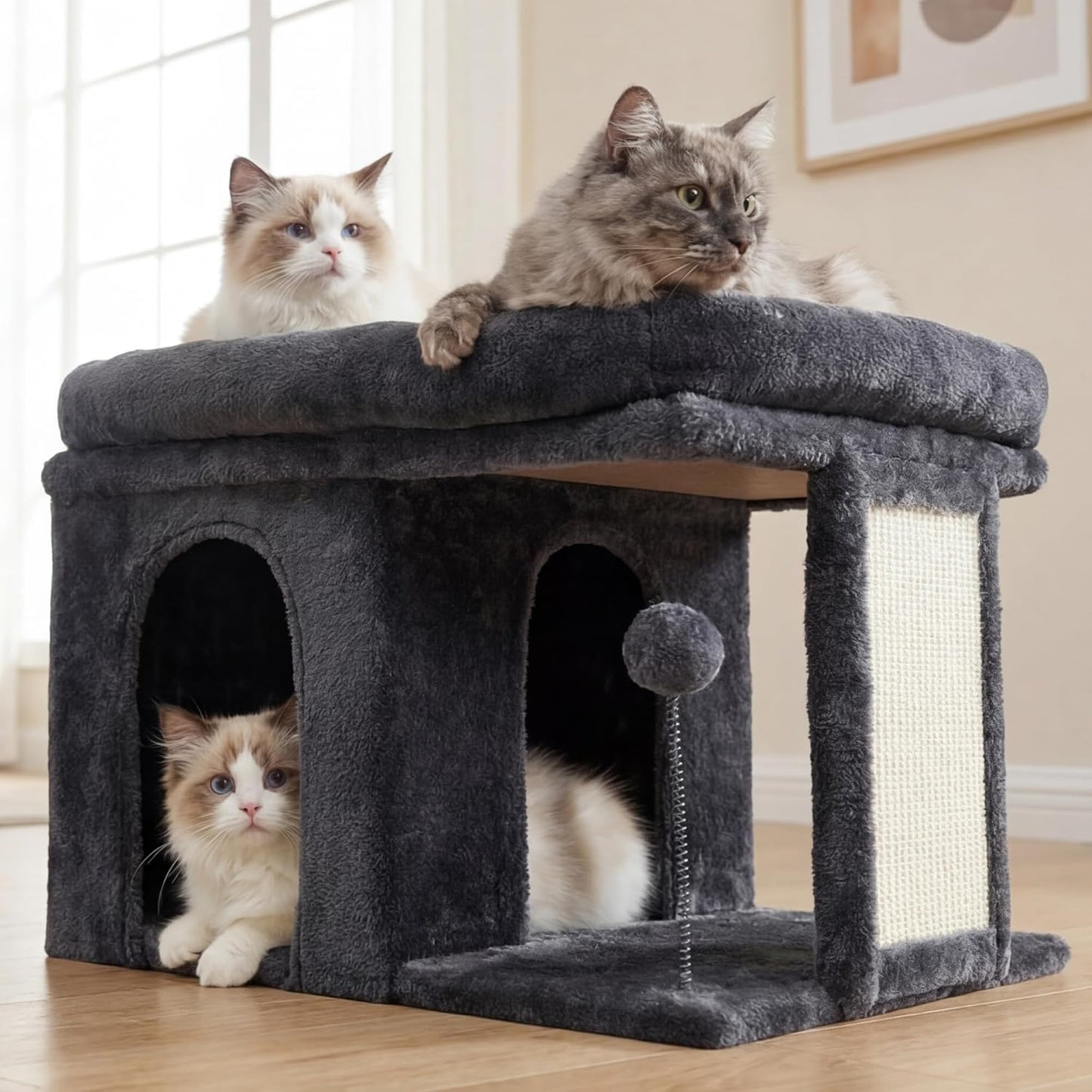 Heybly Cat Tree, 14 inch Cat Tower with Large Perch Bed and Cat Condo for Indoor Cats