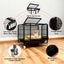 Dog Crate with Removable Tray, Large Dog Cage with Wheels, Double Door Kennel Black 77 * 51 * 71cm
