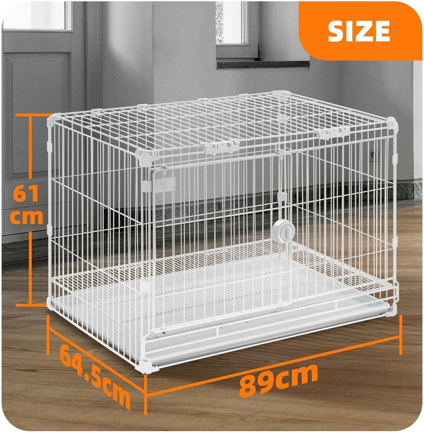 Pet Scene 3in1 Dog Crate 89x64.5x61cm,Dog Kennel Cat Cage Puppy Pen