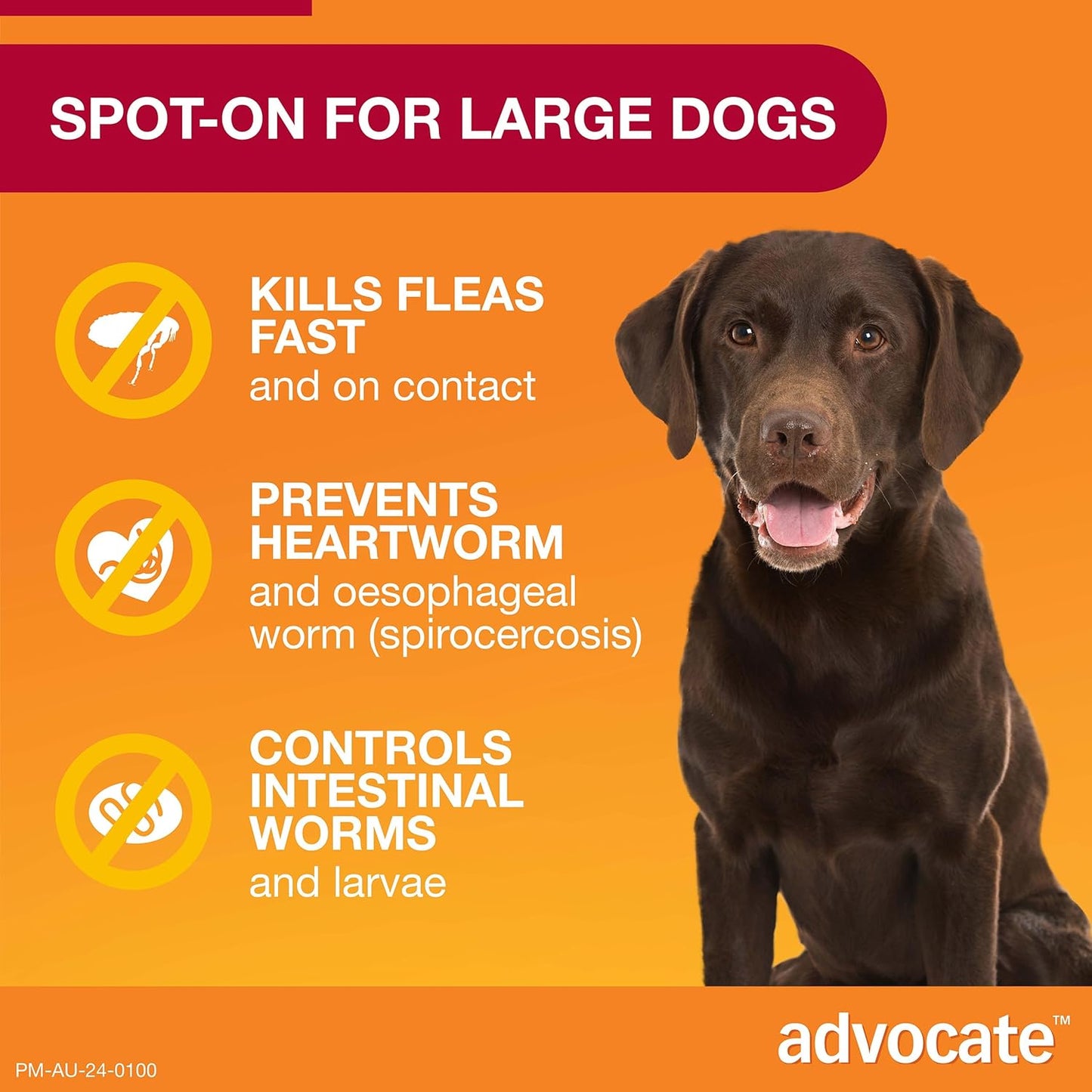 Advocate Dog, Monthly Spot-On Protection from Fleas, Heartworm & Worms, Three Pack Flea Treatment for Large Dogs 10-25 kg, 3 Pack