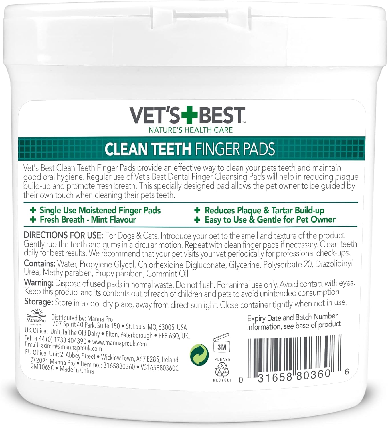 Vet's Best Teeth Finger Pads 50 Pack, Dog Dental Care for Dog Teeth Cleaning