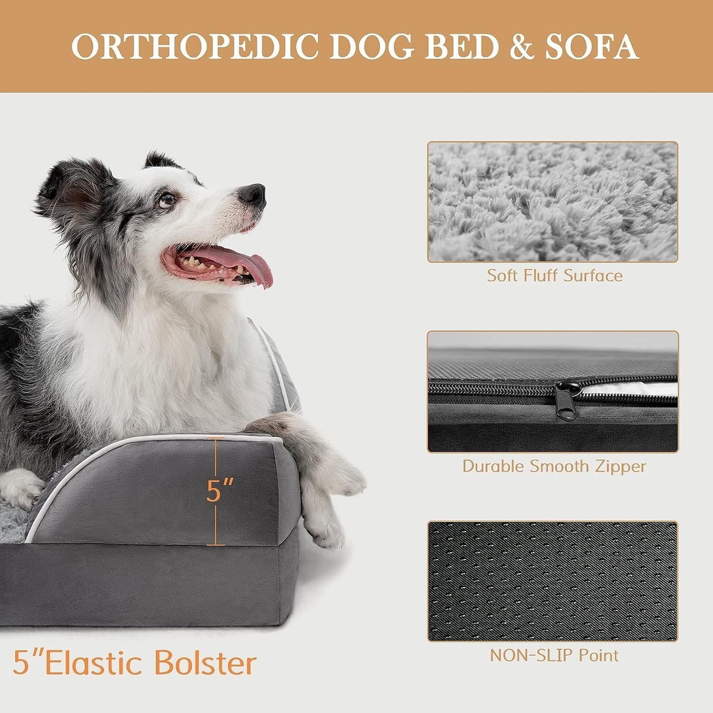 Comfort Expression Waterproof Orthopedic Dog Bed Foam Dog Beds for Extra Large