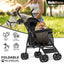4-Wheel Pet Stroller for Small & Medium Dogs and Cats – Foldable Travel Pet Jogger with Breathable Mesh, Storage Basket & Cup Holder, Supports Pets up to 22 lbs