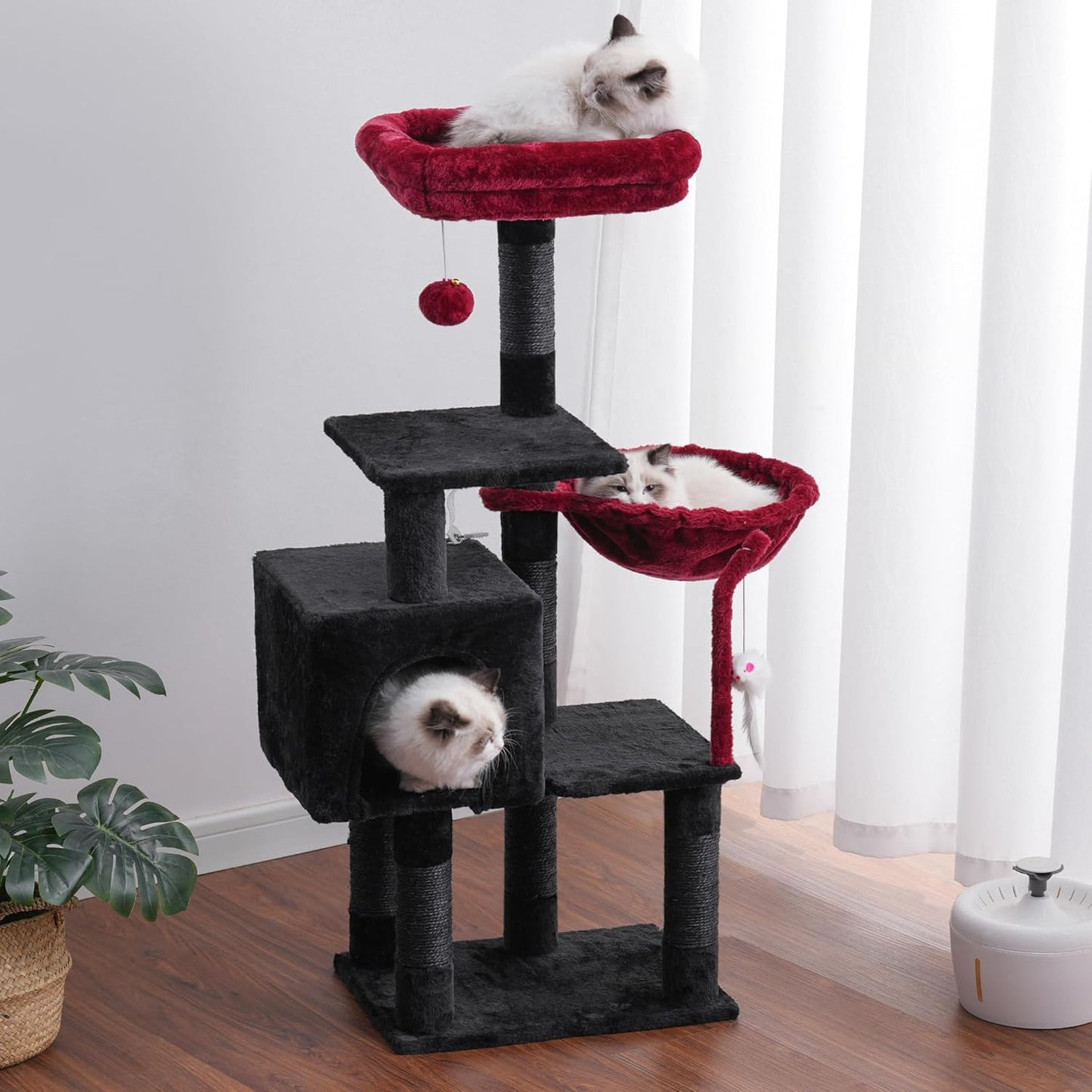 Heybly Cat Tree with Toy, Cat Tower condo for Indoor Cats