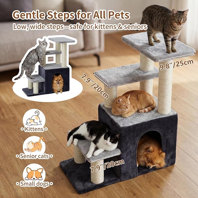 Heybly Cat Scratching Post, Sturdy Pet Stairs & Steps for Indoor Cats and Dogs