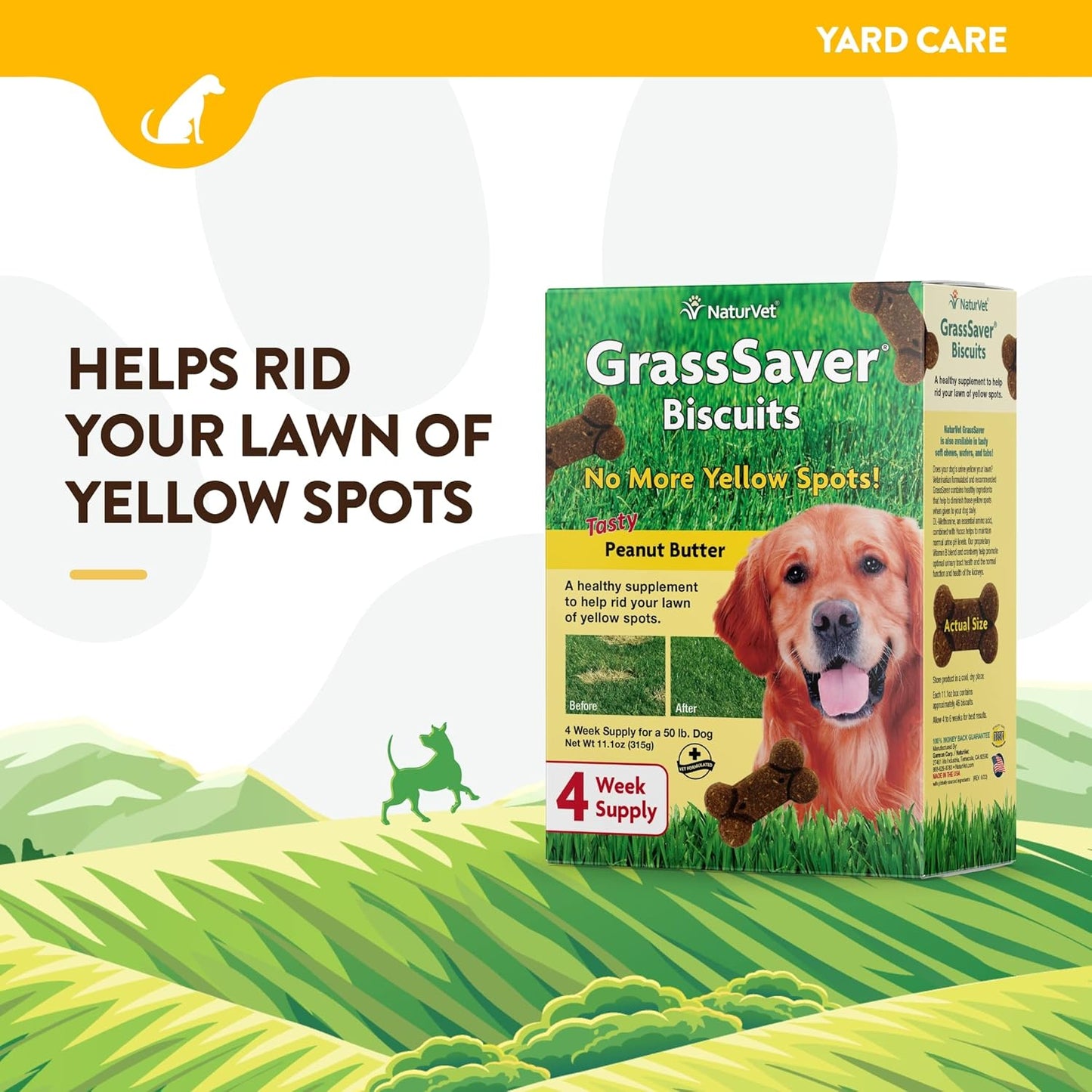 NaturVet GrassSaver Dog Biscuits Against Yellow Lawn Stains 312 g