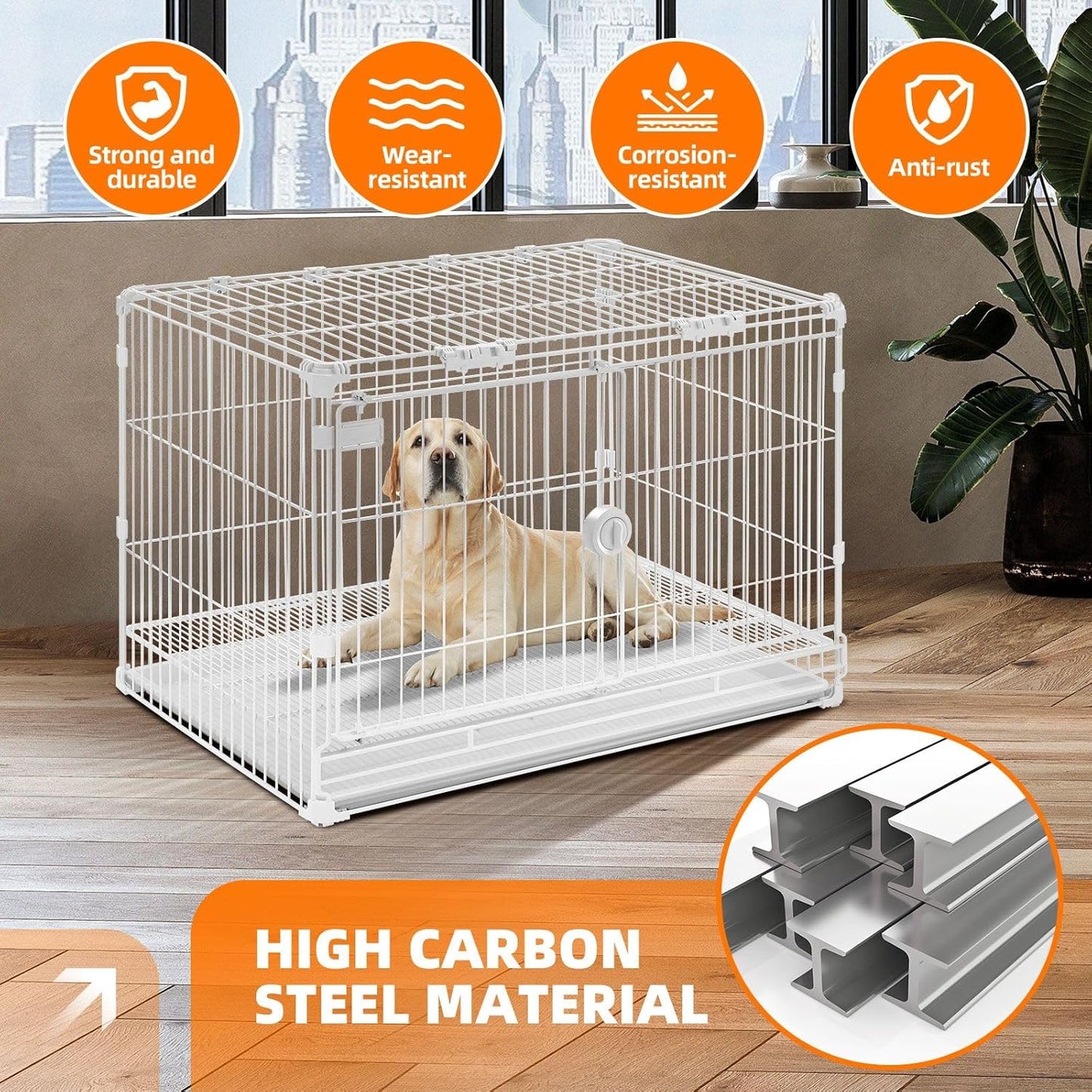 Pet Scene 3in1 Dog Crate 89x64.5x61cm,Dog Kennel Cat Cage Puppy Pen