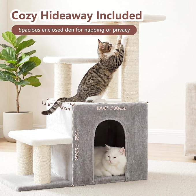 Heybly Cat Scratching Post, Pet Steps for Indoor Cats and Dogs, HSP002SWWH |Light Gray & White