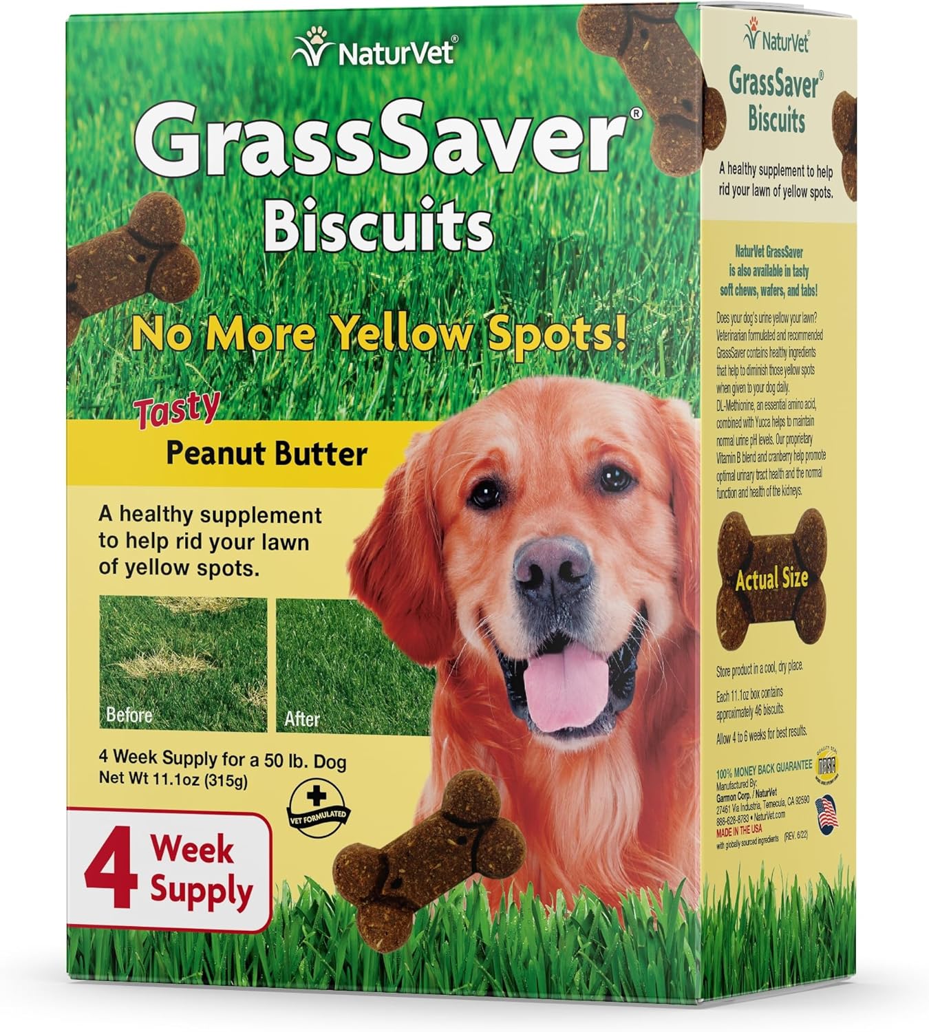 NaturVet GrassSaver Dog Biscuits Against Yellow Lawn Stains 312 g