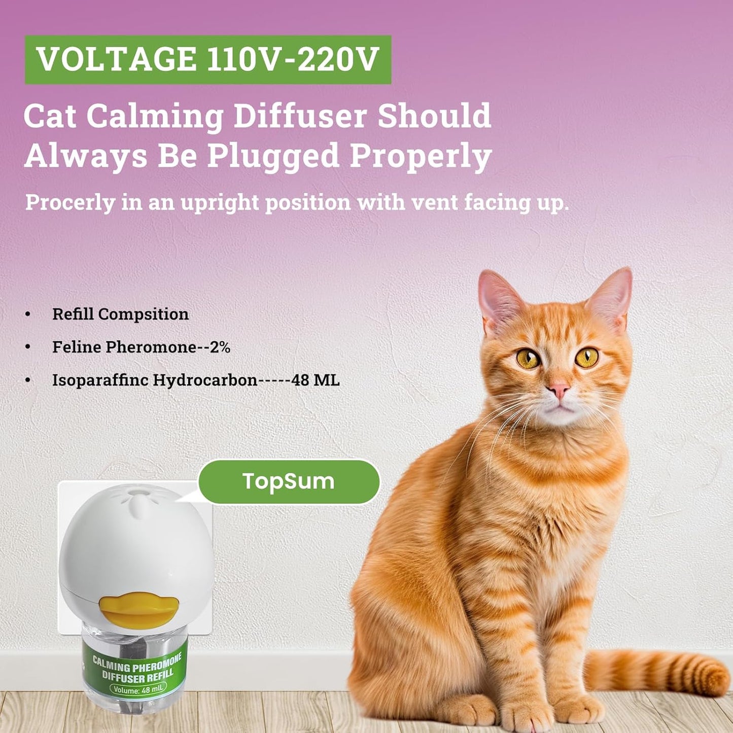 Cat Calming Diffuser Plug in - 6 Pack , Includes 2 Diffusers & 6 Refills