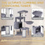 TWDEPART Cat Tree Tower with Scratching Posts,Activity Centre Climbing Tree Furniture with Cat Condo and Two Hammocks,Grey