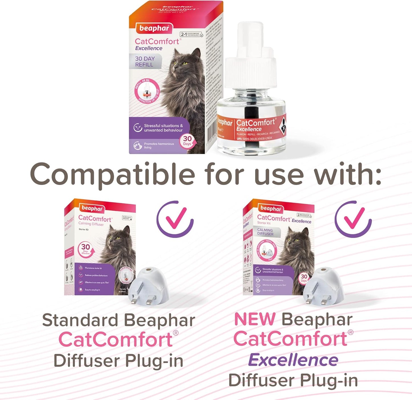 Beaphar | CatComfort Excellence Refill | Optimises Feelings of Reassurance & Well-Being | Promotes Multi-cat Harmonious Living | For Use with CatComfort Excellence Diffuser | Lasts Up To 30 Days