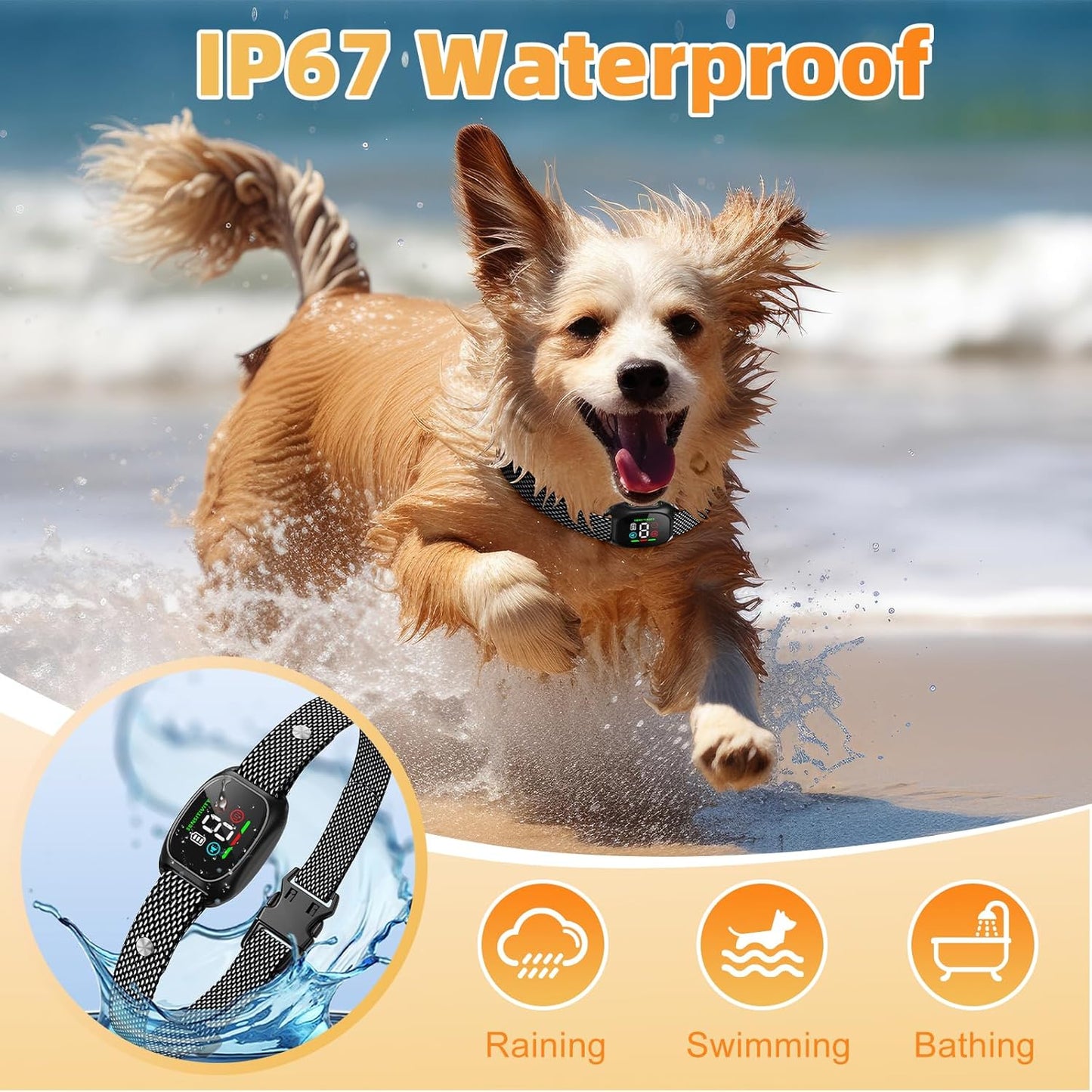 Anti Bark Collar for Dogs, No Shock Bark Collar, Beep & Vibration, Rechargeable Dog Barking Collar, 8 Adjustable Sensitivity
