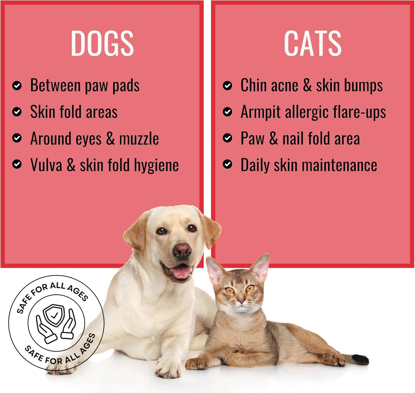 NOVEHA Pet Wipes - Formulated Pet Wipes - for Facial and Finger Folds, Underarms - 3" x 2" Size (450 Counts)