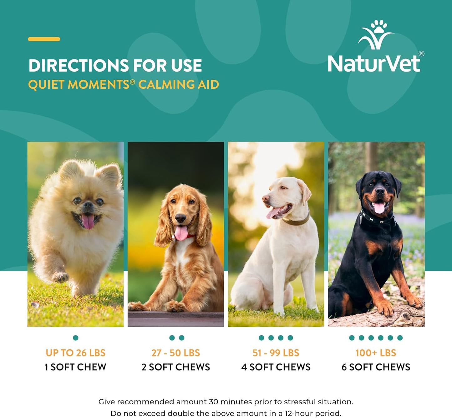 NaturVet – Coprophagia Stool Eating Deterrent Plus Breath Aid – 70 Soft Chews & Quiet Moments Calming Aid – Helps Promote Relaxation, Reduce Stress, Storm Anxiety, Motion Sickness for Dogs – 70 Ct.