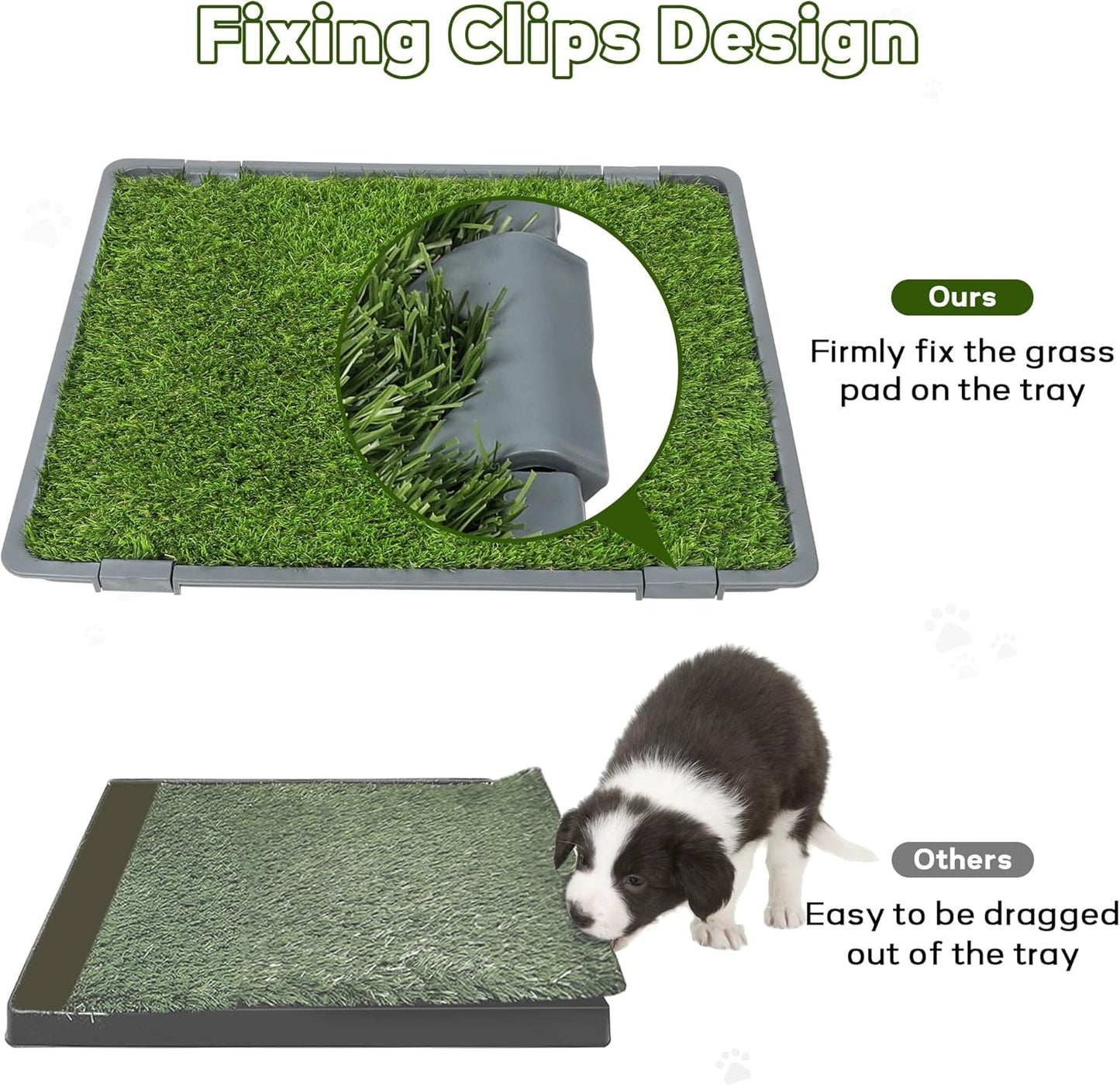 Dog Grass Pad with Tray: Reusable Training Pad with 2-Pack Replaceable Artificial Grass 22"x18" Grey