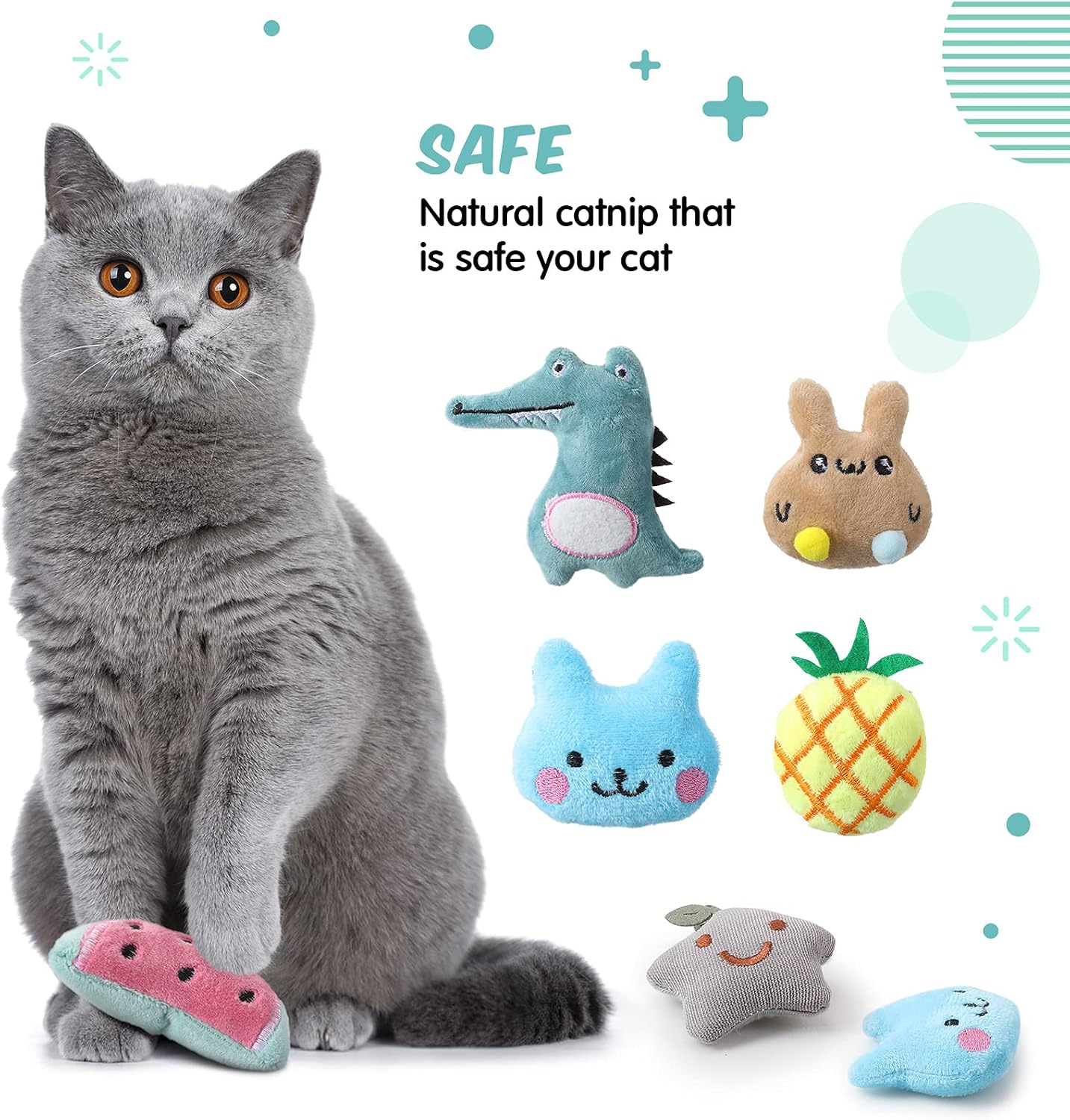20 Pieces Catnip Toys for Indoor Cat Plush Cat Chew Toys