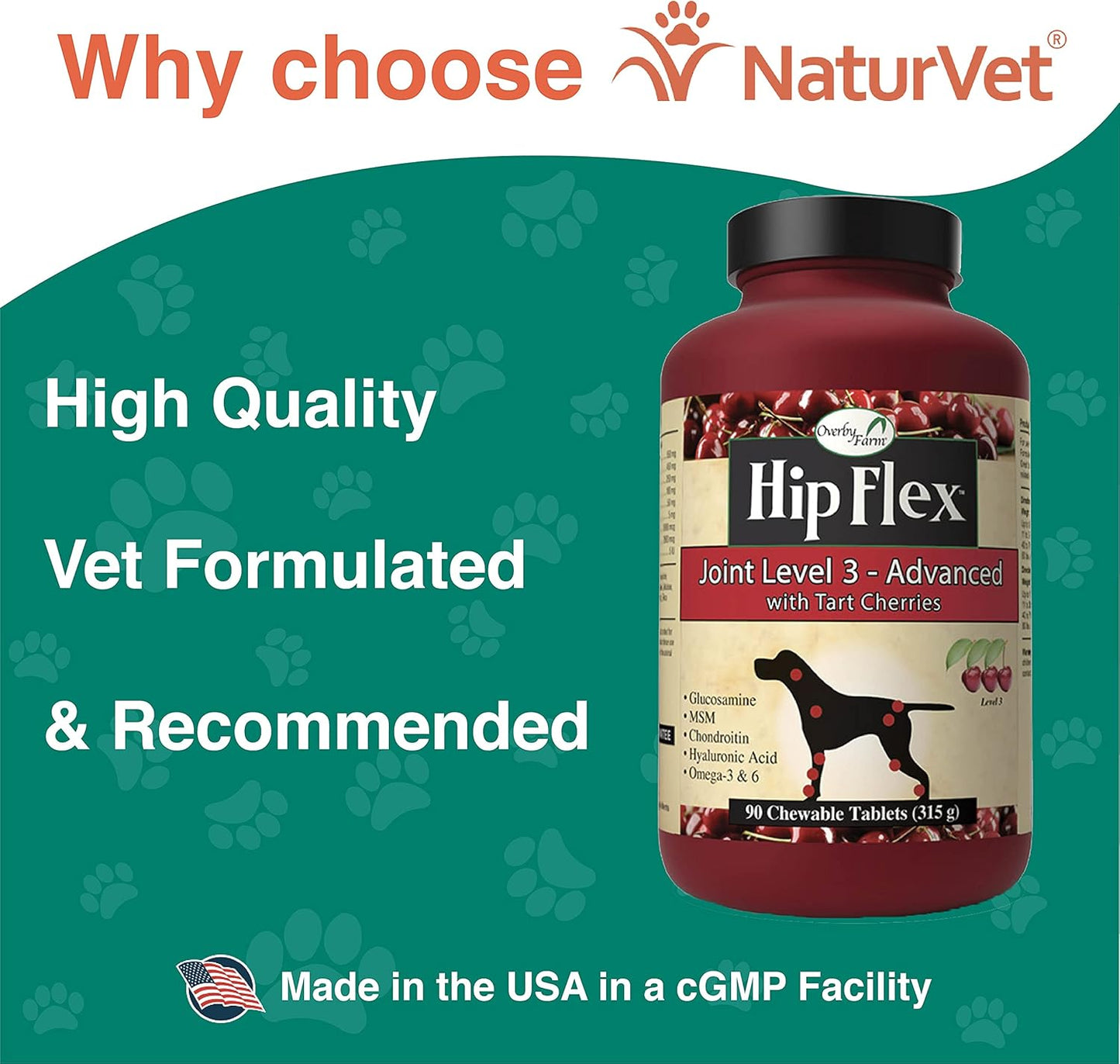 NaturVet/ Overby Farm Hip Flex Level 3, 90 Pills