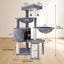 TWDEPART Cat Tree Tower with Scratching Posts,Activity Centre Climbing Tree Furniture with Cat Condo and Two Hammocks,Grey