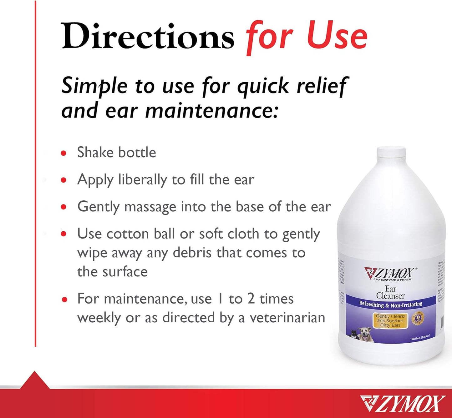 Zymox Ear Cleanser Solution for Dogs and Cats, 1 Gallon