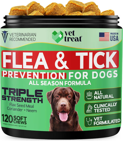 Flea and Tick Prevention for Dogs Chewables -Made in USA