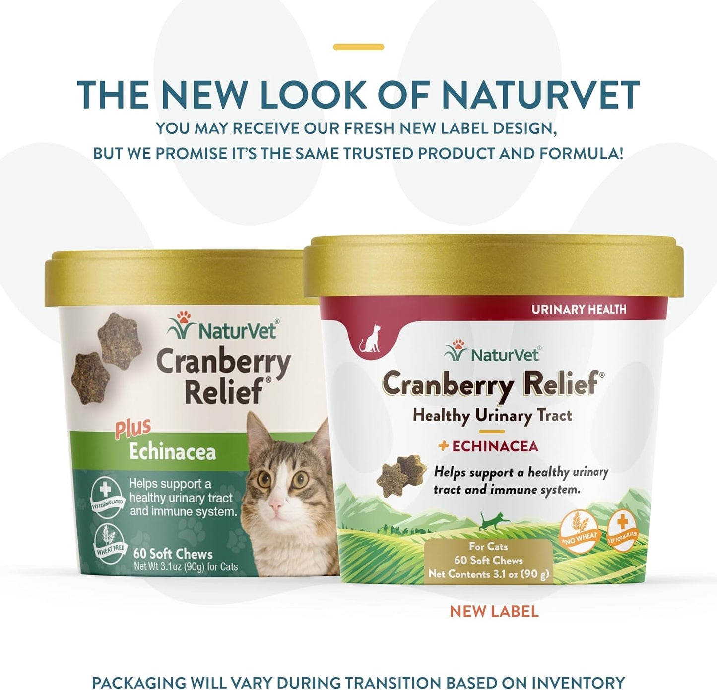 NaturVet Cranberry Relief & Echinacea Cat Soft Chew Cup Healthy Urinary 60ct