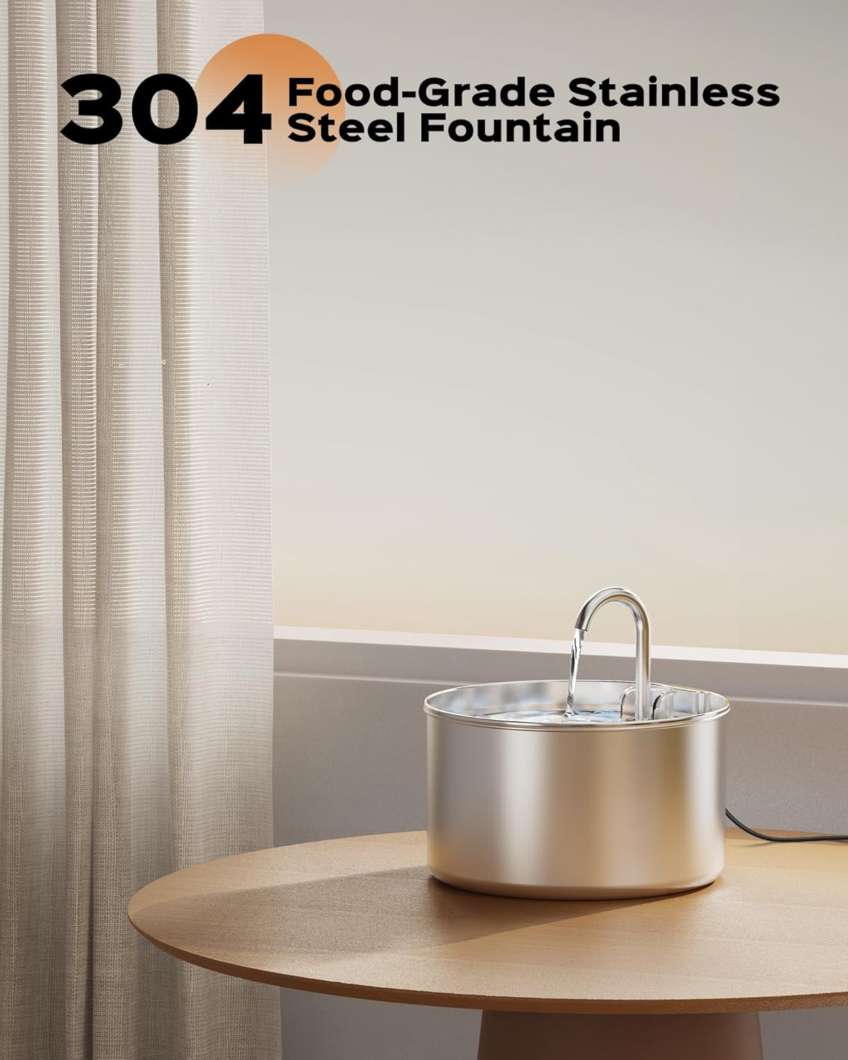 Cat Water Fountain: Stainless Steel Pet Water Fountains Indoor Metal Automatic