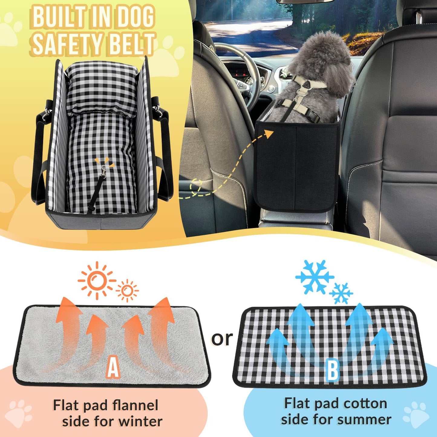 SlowTon Console Dog Car Seat, Pet Booster Seat