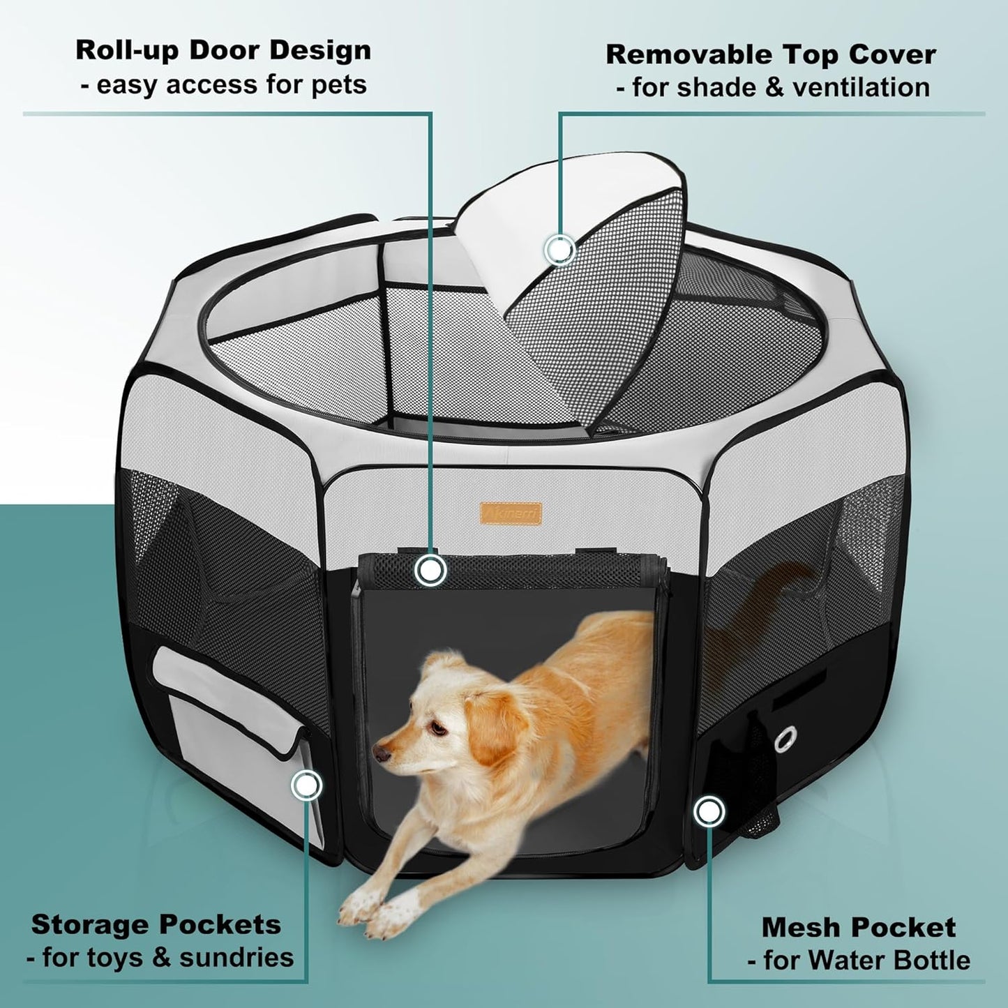 Dog Playpen, Portable Pet Play Pen for Cat, Puppies, Rabbits, Chickens, Foldable Large