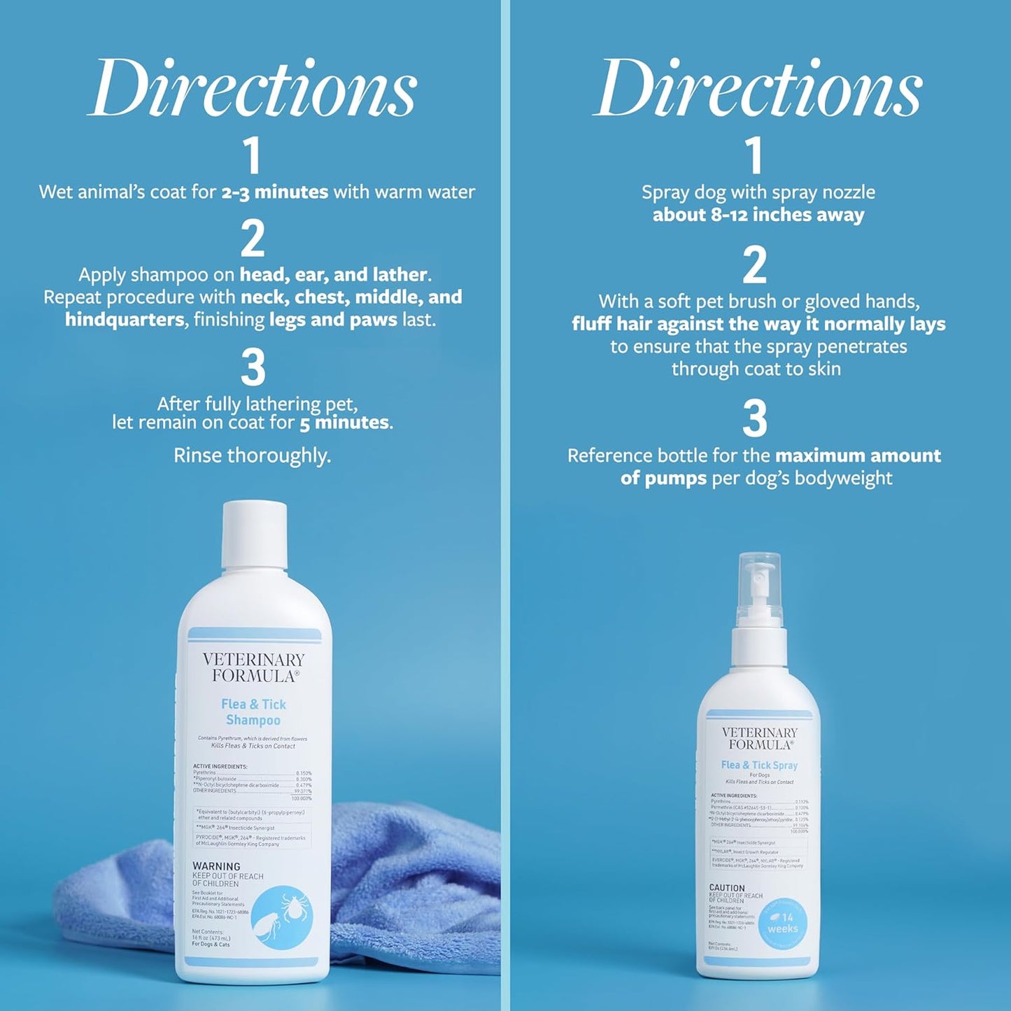 Veterinary Formula Flea and Tick Bundle – Prevention Spray for Dogs, 8 oz + 16 oz Shampoo