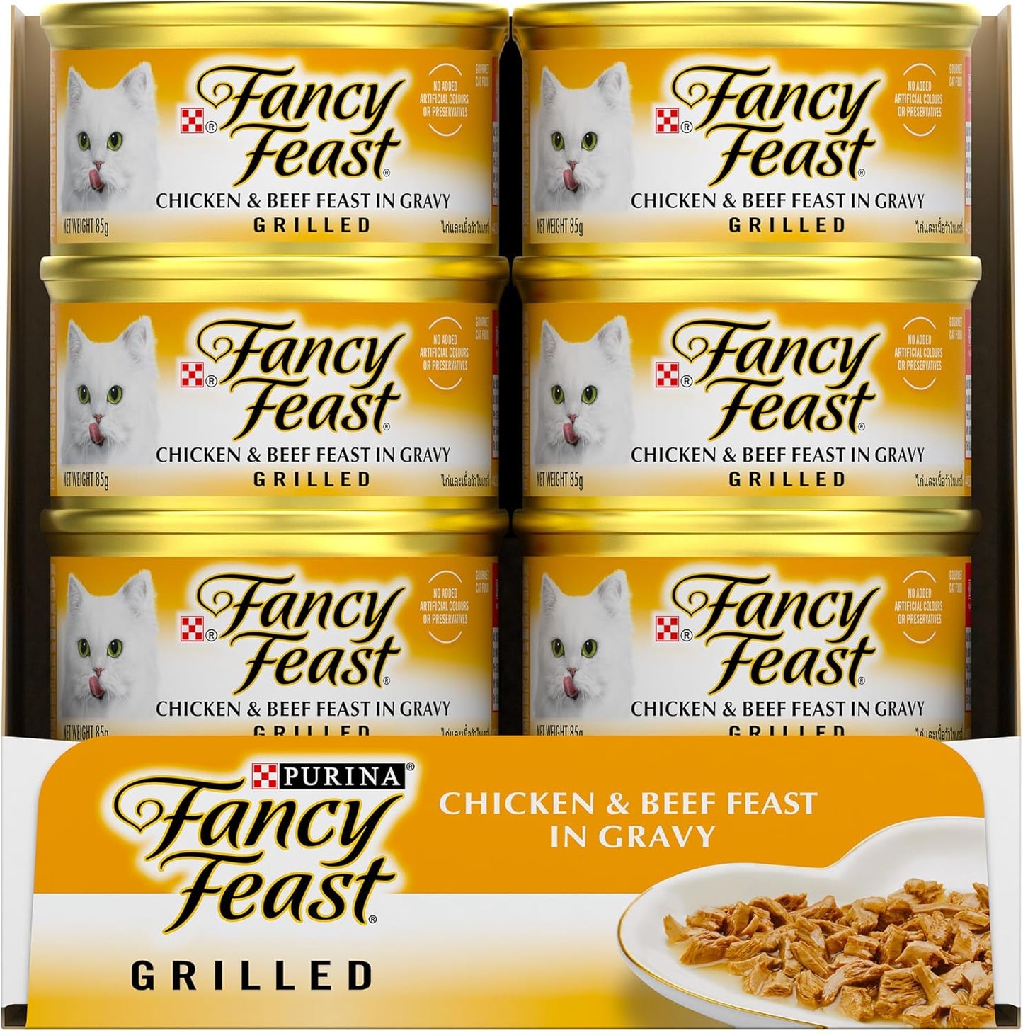 Fancy Feast Grilled Adult Wet Cat Food Grilled Chicken & Beef Feast in Gravy 24x85g