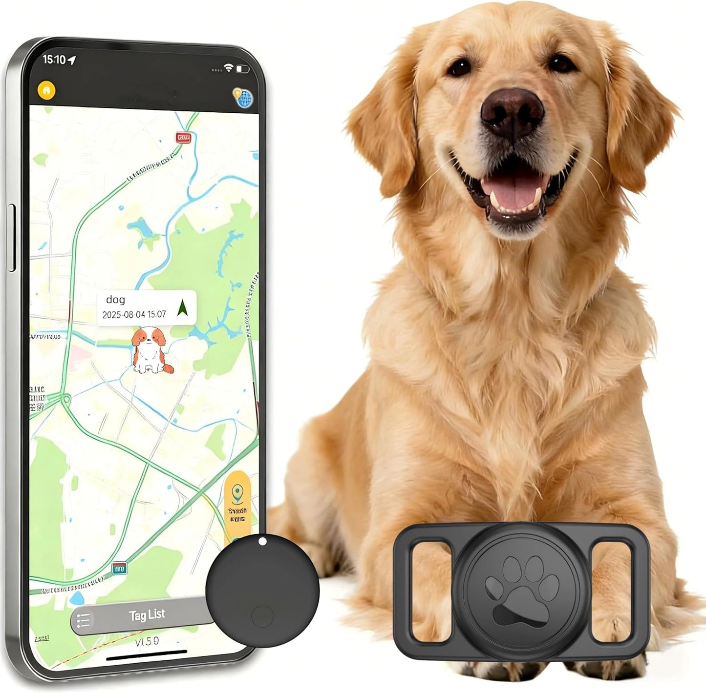 Pet Tracker,GPS Collar for Dogs (iOS Only) Smart tag,Waterproof Compatible with Apple Find My,No Monthly Fee,Advanced Tracking