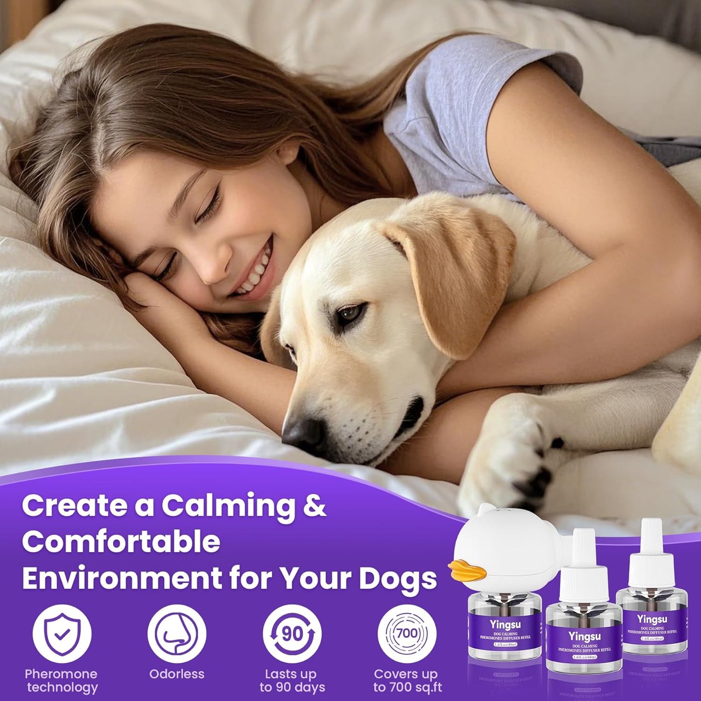 Dog Calming Diffuser, 6 in 1 Puppy Pheromones Calming Diffuse, 2 Diffuser 4 Refill(48ml)