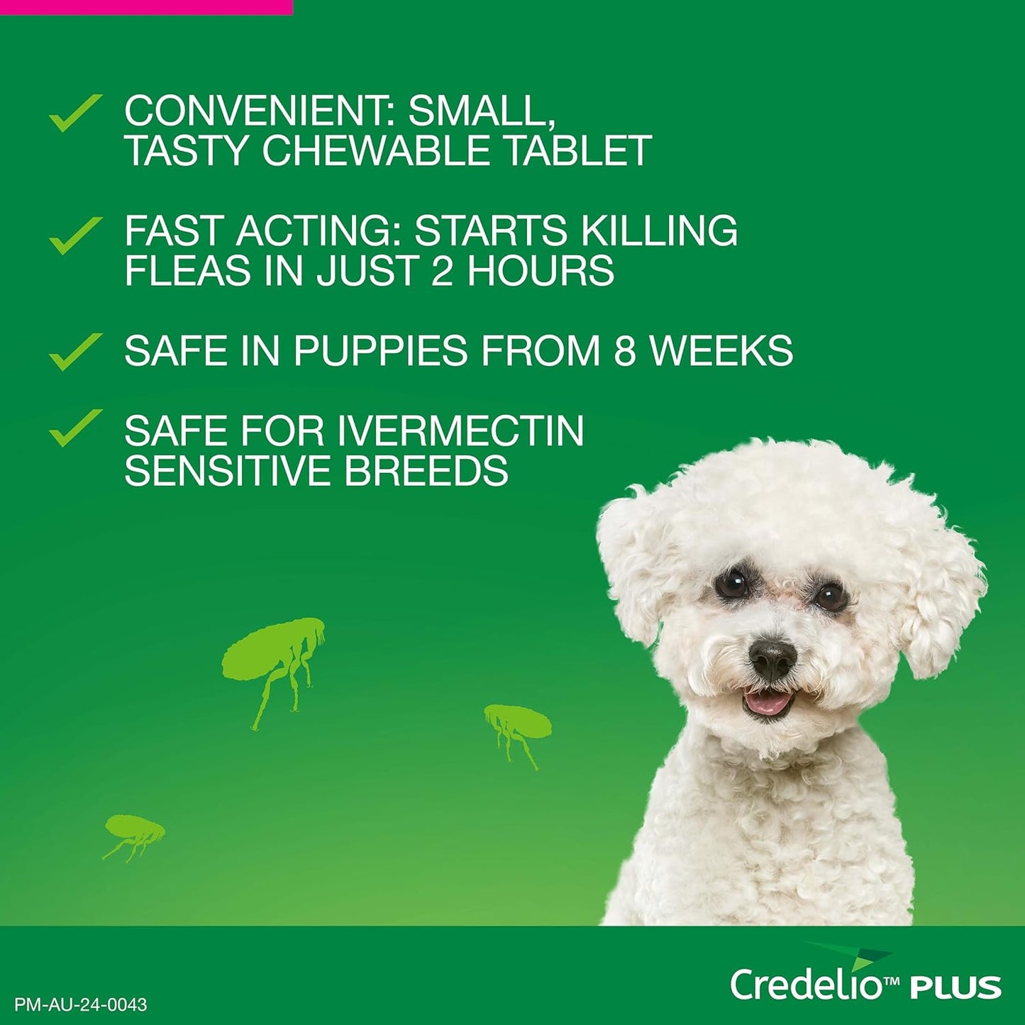 Credelio Plus Dog Flea and Tick Treatment, Six Pack, Ticks, Fleas, Mites, Heartworm & Worms Parasite Protection, in The Smallest Monthly Chewable Tablet for Dogs > 2.8-5.5 kg, 6 Pack