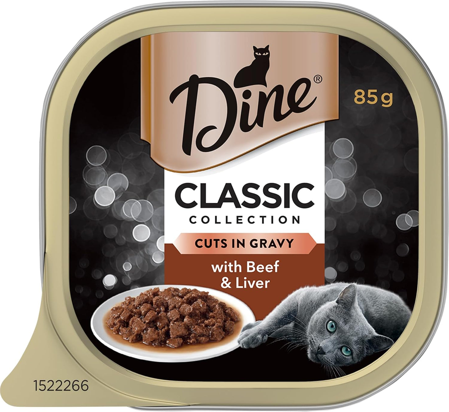 DINE Classic Collection Adult Wet Cat Food Cuts in Gravy with Beef & Liver 7 x 85g, 6 Pack (42 Trays)