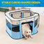Avont Portable Dog Cat Playpen, Foldable Pop Up Pet Play Pen Travel Crate with Floor and Mesh Door Top for Indoor Outdoor Collapsible Tent Cage -S, Blue
