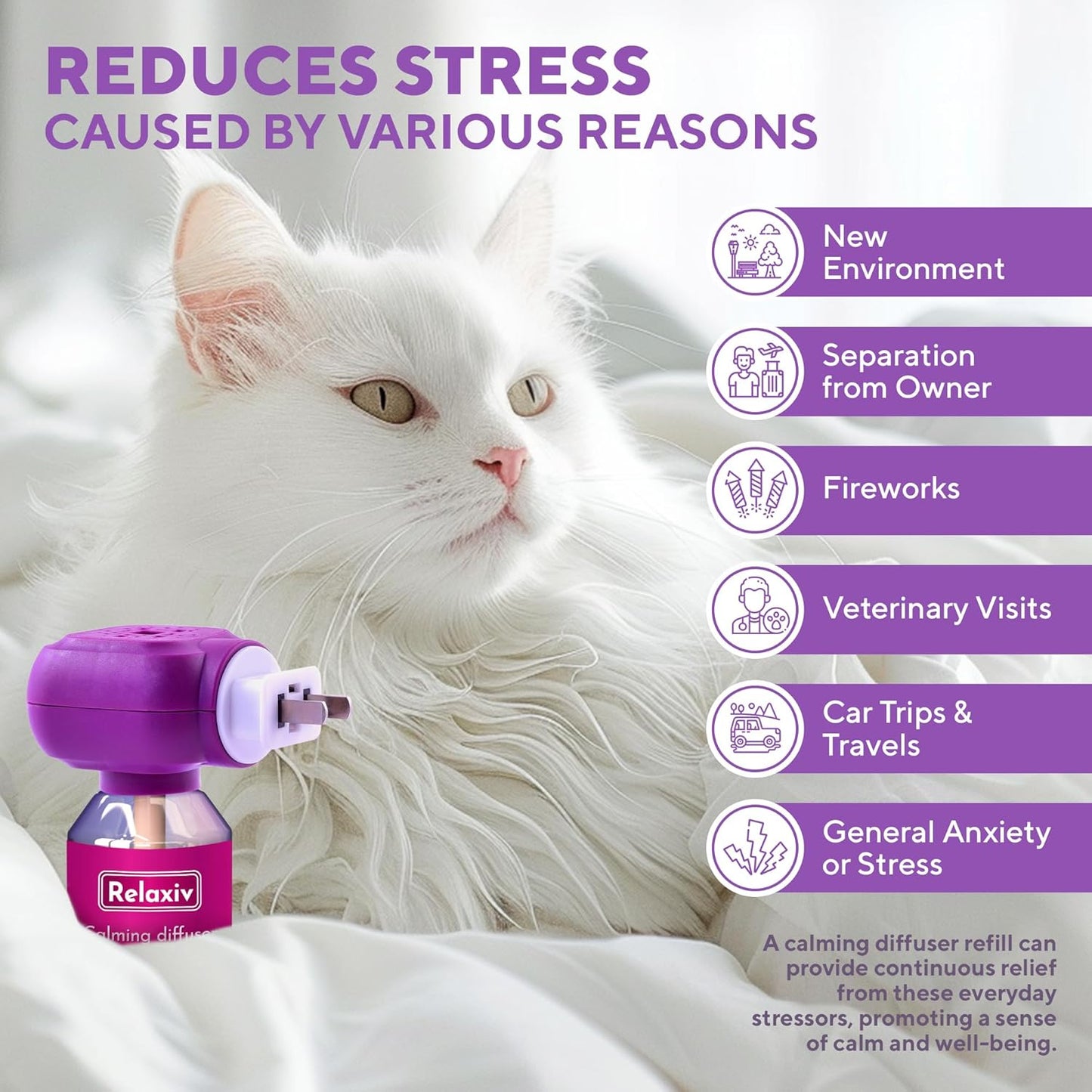 Beloved Pets Cat Calming Diffuser & Pet Anti Anxiety Products - Feline Calm Pheromones Plug in & Cats Stress Relief (2 Diffusers + 2 Refills))