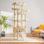 Heybly Tall Cat Tree 78-inch Multi-Level Cat Tower for Indoor Cats HCT033M | Cat Condo with 2 Widened Plush Perches, Multi-Level Cat Furniture with Scratching Board, Big Caves, Beige