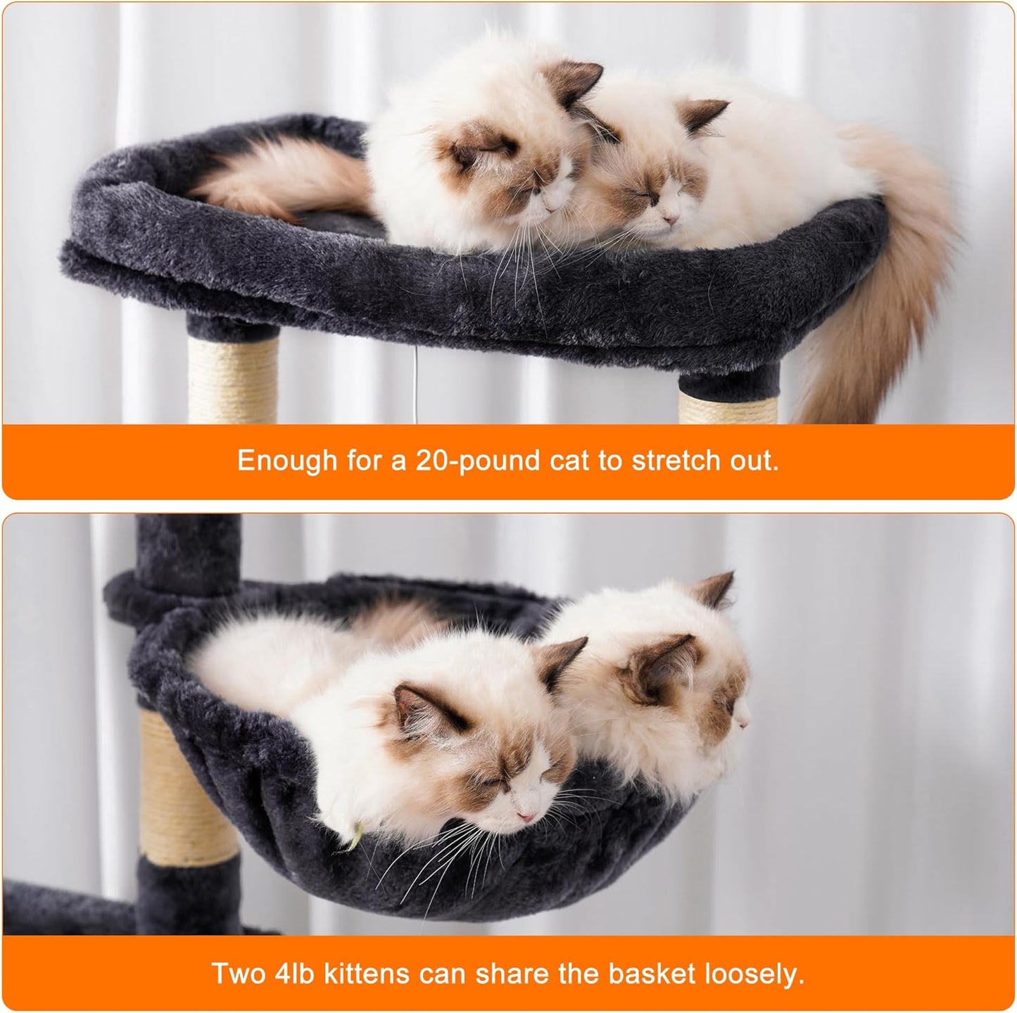 Heybly Cat Tree for Large Cats,68 inch Multi-Level Cat Tower for Indoor Cats