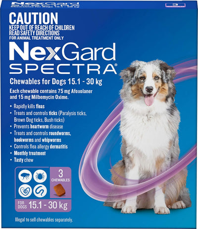 Nexgard Spectra Chewables for Dogs 15.1-30 kg (Pack of 3)