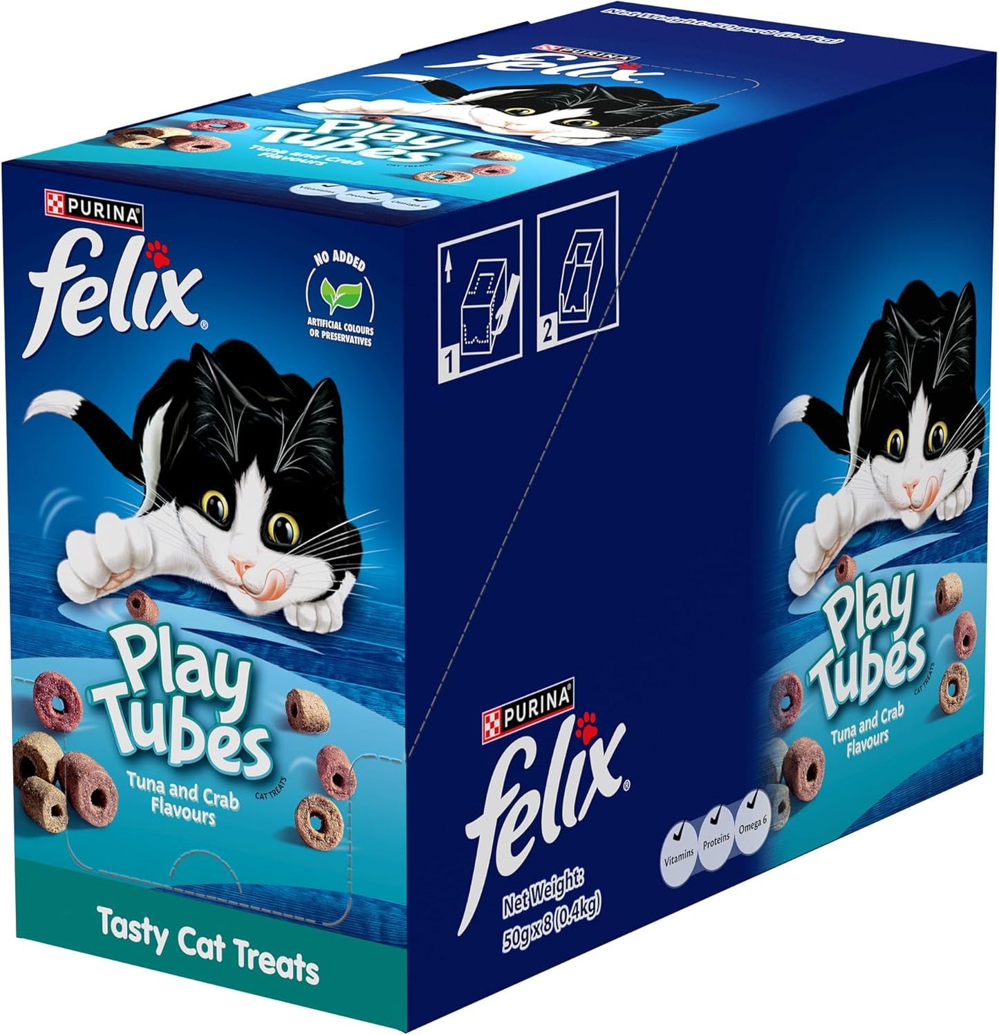 FELIX Adult Cat Treats Tuna & Crab Play Tubes 8x50g