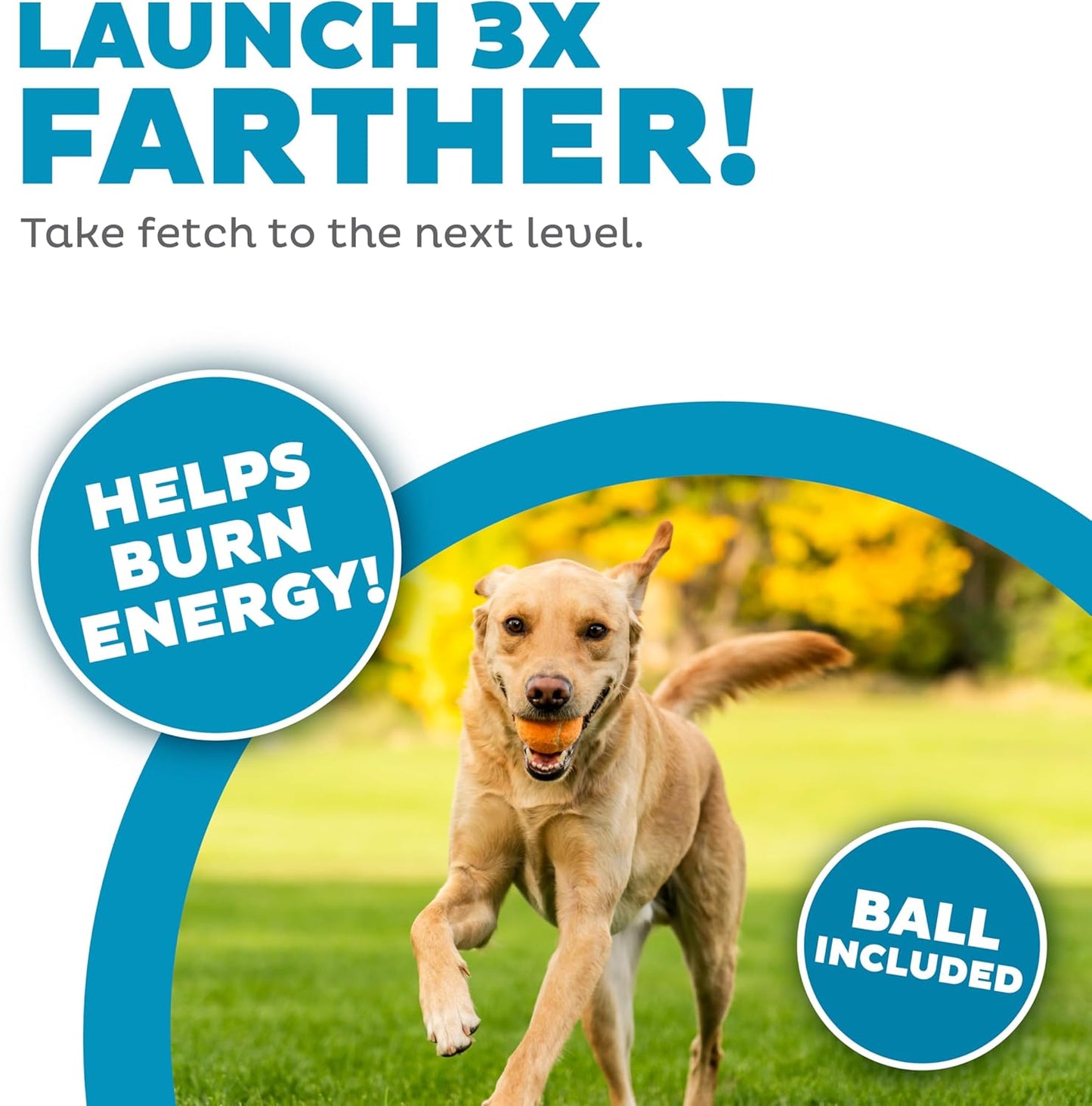 A Ball Dog Ball Launcher with Ergonomic Handle, Interactive Fetch Toy, Comfort Grip, Long-Distance Play, Slobber-Free Pickup
