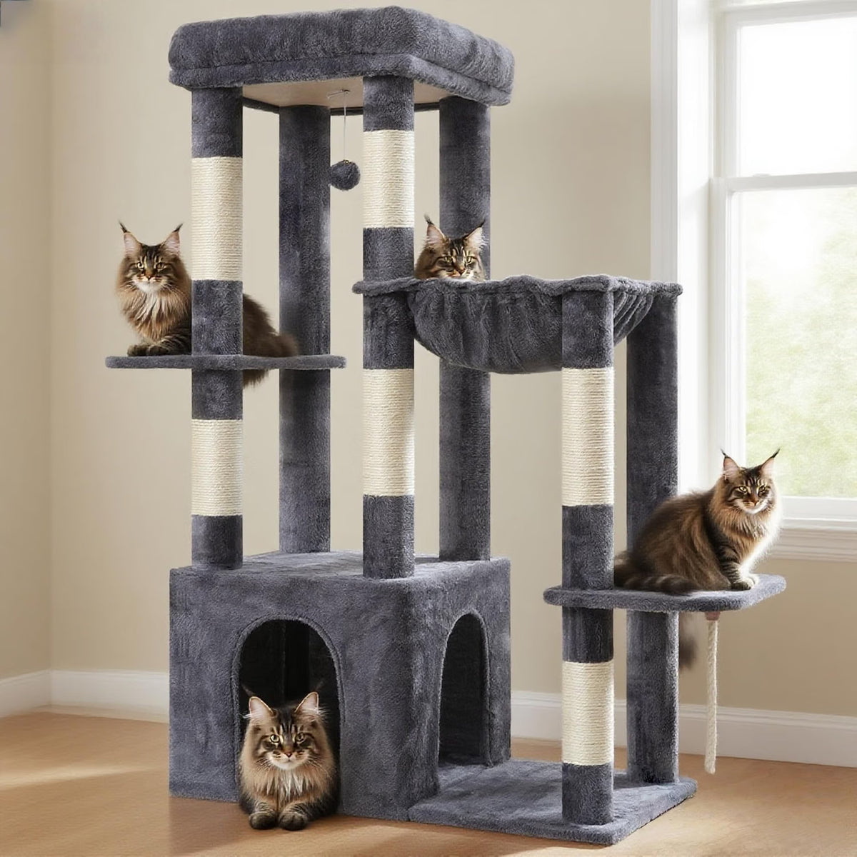 Heybly Heavy Duty Cat Tree with Large Base for Large Indoor Cats