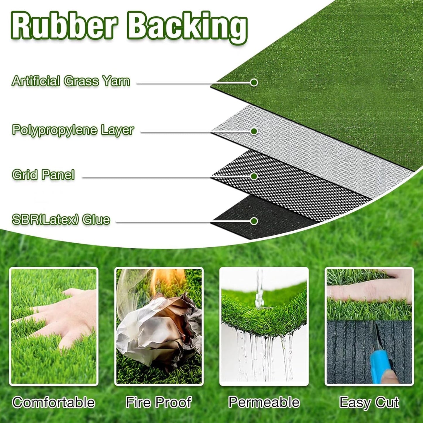 GLOBREEN Artificial Grass for Dog, 2FTx6FT Large Fake Grass Pee Pad for Dogs Potty Training, Indoor Outdoor Turf Pets Playpen Mat Balcony Apartment, GLB-PP8MM-2X6