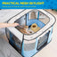 Avont Portable Dog Cat Playpen, Foldable Pop Up Pet Play Pen Travel Crate with Floor and Mesh Door Top for Indoor Outdoor Collapsible Tent Cage -S, Blue