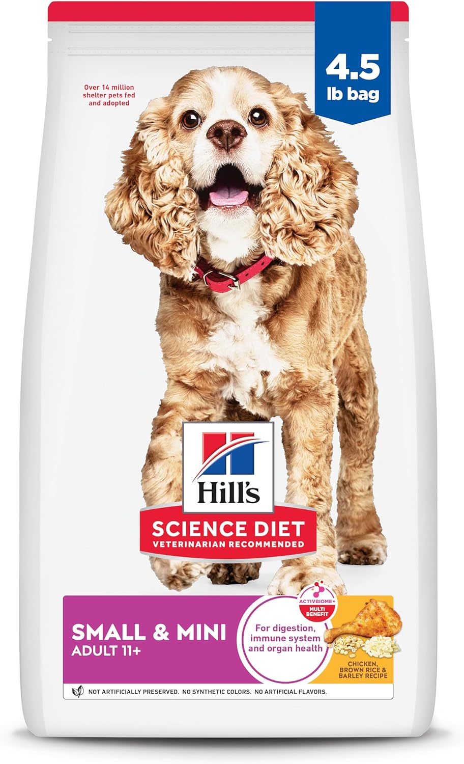Hill's Science Diet Senior Adult 11+ Small Paws, Chicken Meal, Barley and Brown Rice Recipe, Dry Dog Food for Older Small And Toy Breed Dogs, 2.04kg Bag